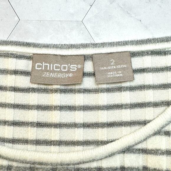 Chico's Zenergy Plush Striped Tank Top Part of Twinset Sz 2 (U.S. 12/14) in EUC - Picture 2 of 7